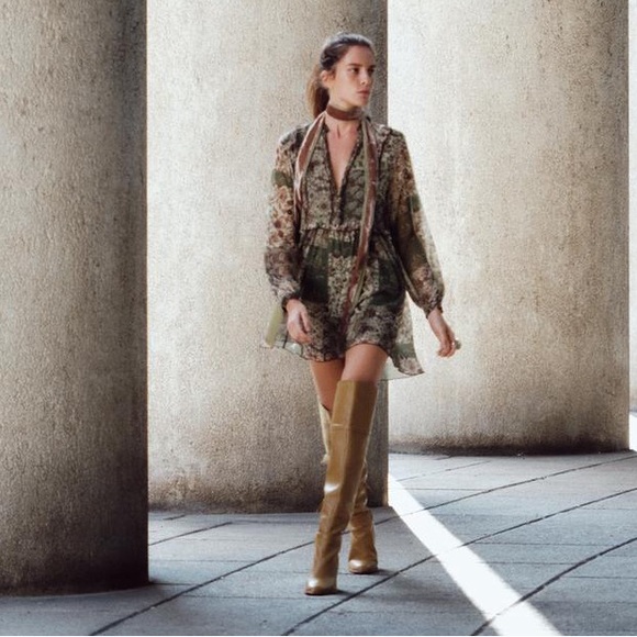 Zara Ruffled Print Mini Dress - Picture 3 of 12